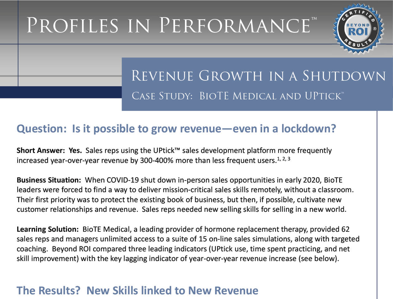 Profiles in Performance – Growing Revenue in a Shutdown