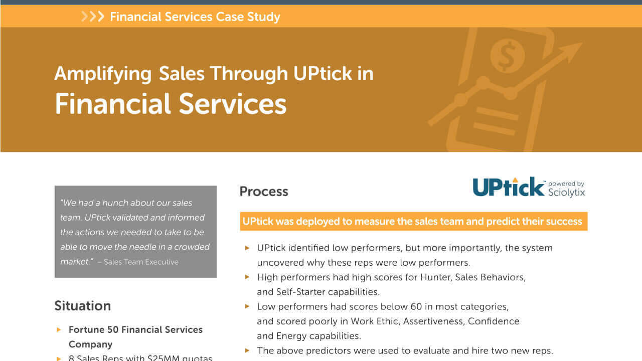 Amplifying Sales Through UPtick in Financial Services